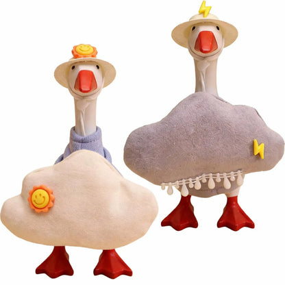 7-Inch Bolt-Accented Lightweight Decorative Desk Goose Costume Set for Magnetic Goose Statue - 2 Weather Themes (Rainy, Sunny with Cloud Hat), Moodmatch Decor, Swap Sun/Storm Outfits, All Ages Ideal Gift, DIY Specialty Supplies,sohochic