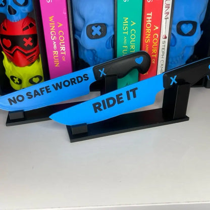 Navessa Allen Inspired Into Darkness Trilogy Display Knives Set, “No Safe Words” & “Ride It” Knife Decor, Bookish Shelf Display, Prop Replic