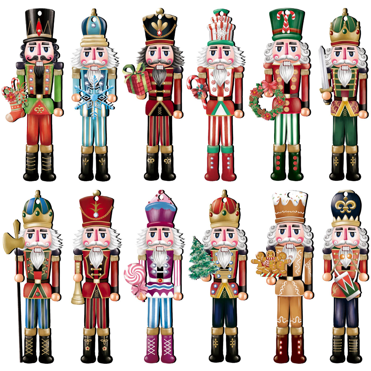 JOPHMO 24 Pieces Christmas Gnome Wooden Hanging Ornaments, Wood Hanging Decor for Christmas Tree Decoration Gnome Santa Doll Wooden Hanging Craft Gnome Elf Party Supplies