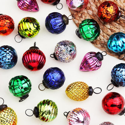 IndianShelf 25 Pieces Retro Distress Glass Vintage Christmas Tree Ornaments