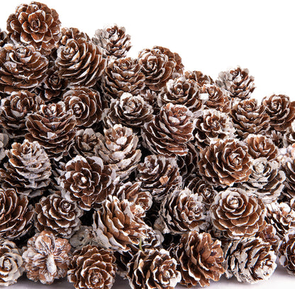 150 Pcs Christmas Natural Mini Pine Cones - Small Xmas Snow Pinecones Decor