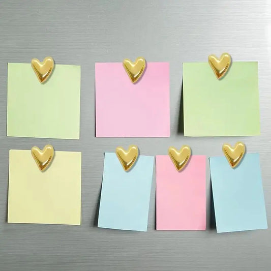 10pcs Refrigerator Golden Heart Magnets, Cute Charming Love Decoration Magnet Set for Home Kitchen and Office Whiteboard, Valentine's Day Gift for Friends and Loved Ones, Refrigerator Kitchen Magnet, Decorative, Fridge Magnets Cute
