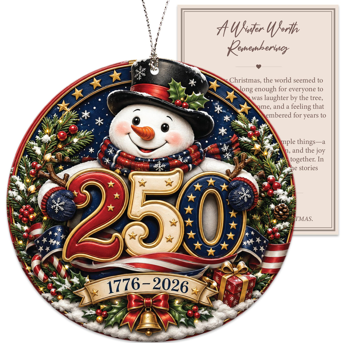 Christmas Decorations - Christmas Ornaments - 250 Anniversary USA Merchandise - Christmas Ornament 2026 - Stocking Stuffers - Gifts for Family Coworker car Hanging Accessories