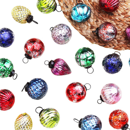 IndianShelf 25 Pieces Retro Distress Glass Vintage Christmas Tree Ornaments