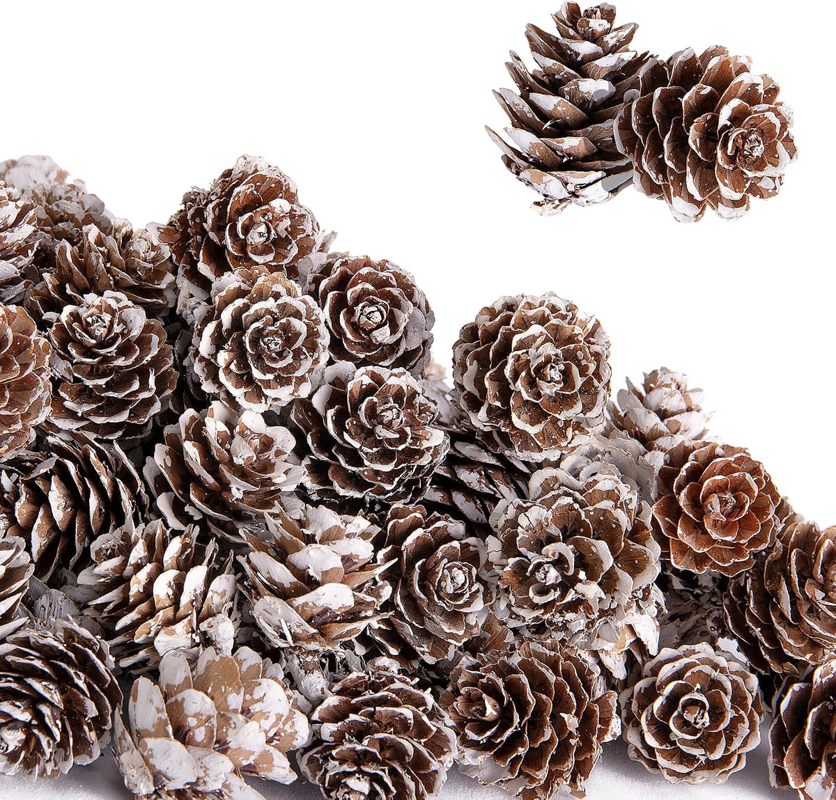 150 Pcs Christmas Natural Mini Pine Cones - Small Xmas Snow Pinecones Decor