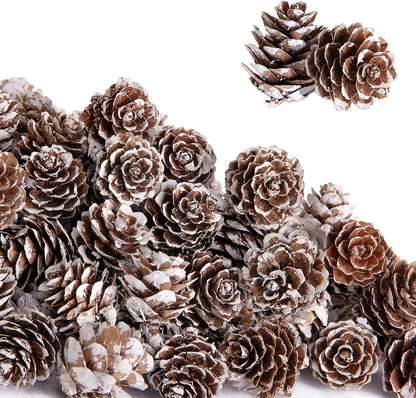 150 Pcs Christmas Natural Mini Pine Cones - Small Xmas Snow Pinecones Decor