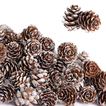 150 Pcs Christmas Natural Mini Pine Cones - Small Xmas Snow Pinecones Decor
