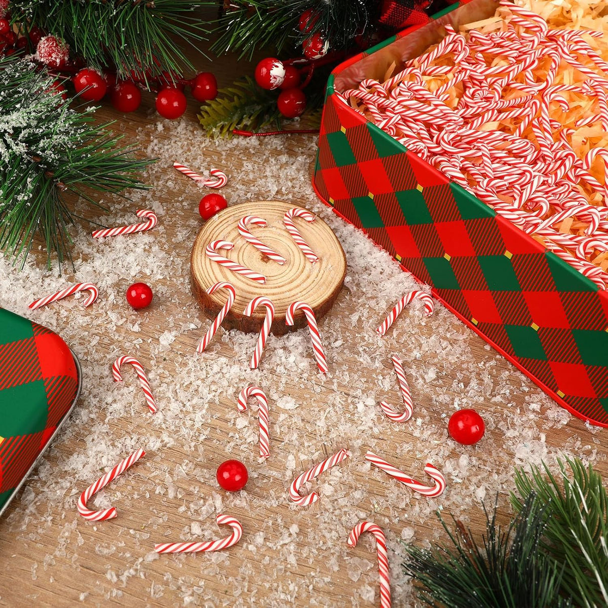 80Pcs Fake Mini Candy Canes for Christmas Crafts