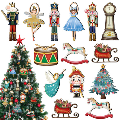 JOPHMO 24 Pieces Christmas Gnome Wooden Hanging Ornaments, Wood Hanging Decor for Christmas Tree Decoration Gnome Santa Doll Wooden Hanging Craft Gnome Elf Party Supplies