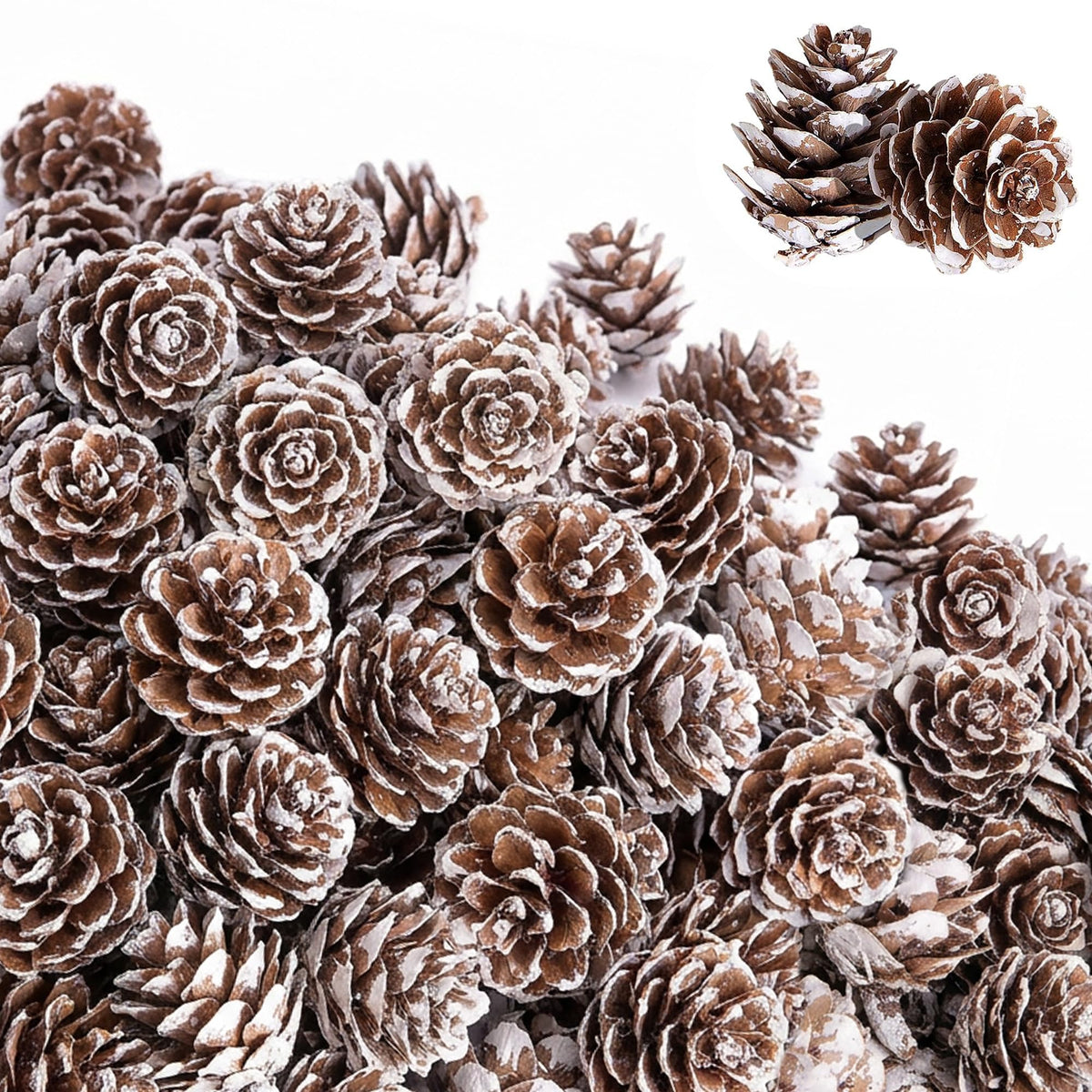 150 Pcs Christmas Natural Mini Pine Cones - Small Xmas Snow Pinecones Decor