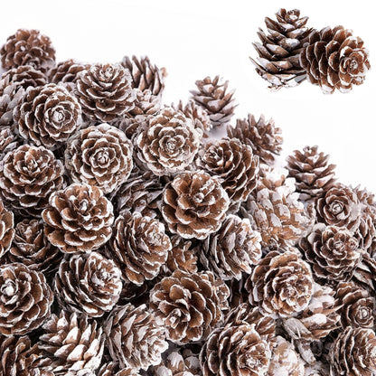 150 Pcs Christmas Natural Mini Pine Cones - Small Xmas Snow Pinecones Decor