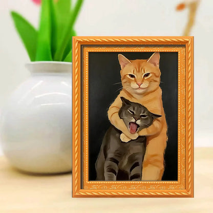 Funny Cat Refrigerator Magnet, Silly Cat Fight Magnetic Sticker, Novelty Kitchen Decor, Gift for Cat Lovers, Creative Kitchen Ornament