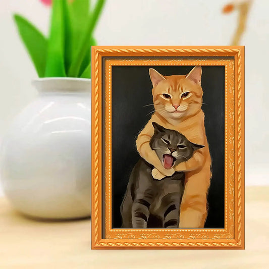 Funny Cat Refrigerator Magnet, Silly Cat Fight Magnetic Sticker, Novelty Kitchen Decor, Gift for Cat Lovers, Creative Kitchen Ornament