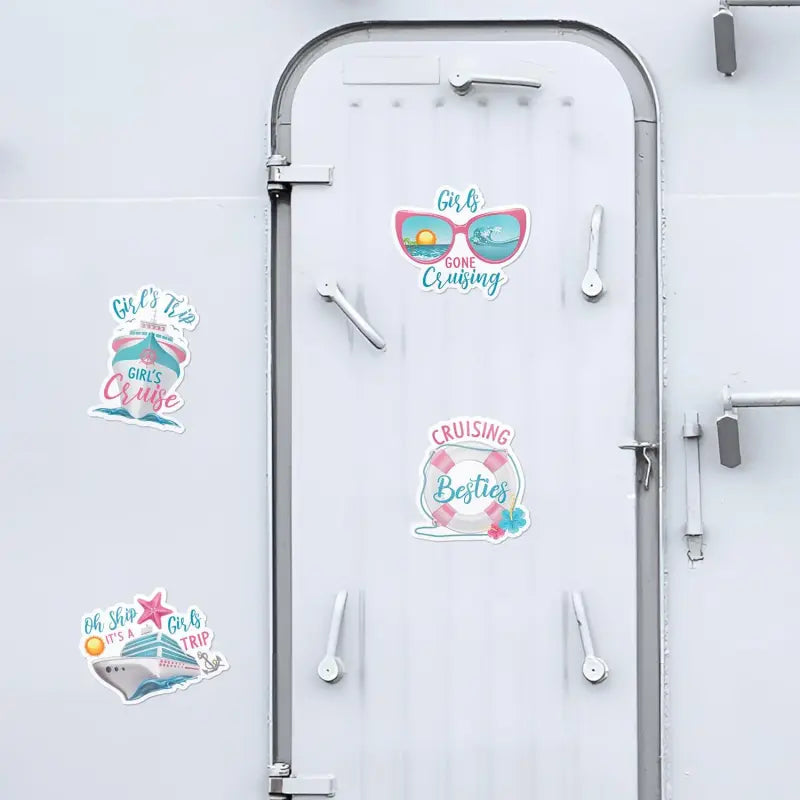 Cruise Door Magnets 4PCS Girls Trip Magnetic Decals, MultiScene for Ship Cabin Car Refrigerator Decorating Magnets Home Kitchen Fridge Magnets