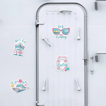 Cruise Door Magnets 4PCS Girls Trip Magnetic Decals, MultiScene for Ship Cabin Car Refrigerator Decorating Magnets Home Kitchen Fridge Magnets