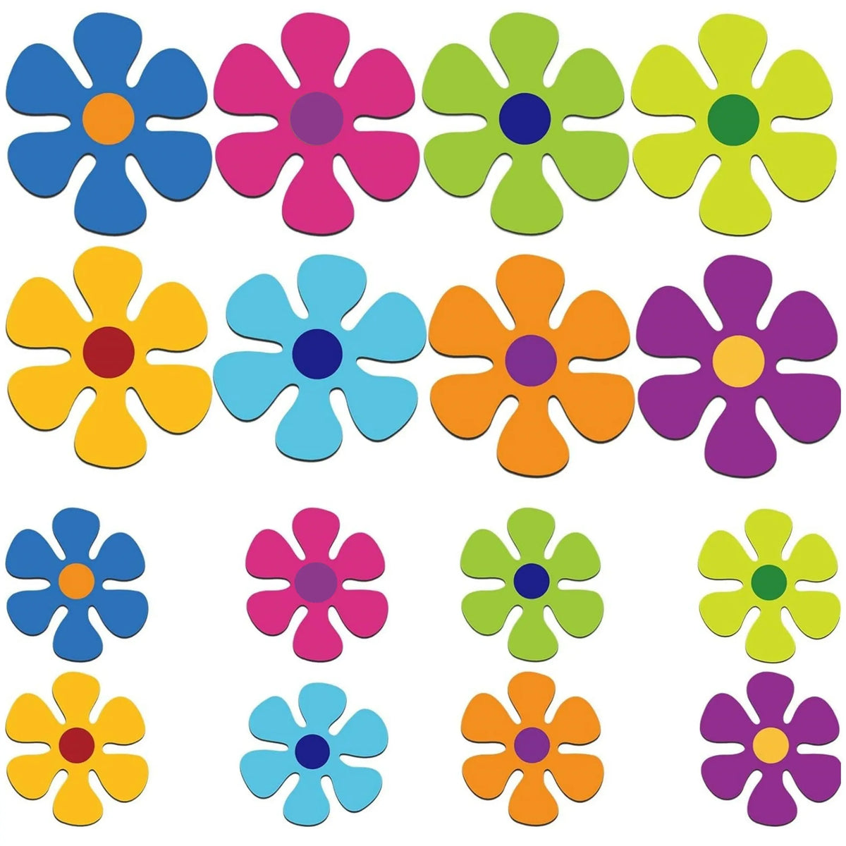16pcs Car Flower Magnet Funny Magnetic Decals Decorations Cute Fridge Magnets 60s Flower Cutout Magnet for Car Home Door Whiteboard Refrigerator omnaments