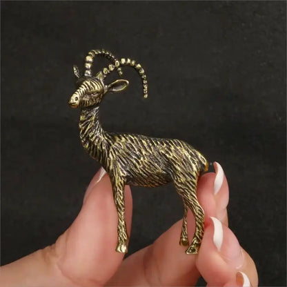 Antelope Brass Figurine Desktop Decoration, Holiday Gift Home Bookshelf Ornament, Small Statue for Tabletop Display, Office Home Decor, Decorative Figurine