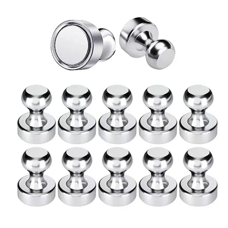 Strong Magnet, Thumbtack Magnet, Refrigerator Magnet, Brushed Nickel Magnets, Ideal for Whiteboards, Refrigerators, Kitchens, Offices, Schools-MM1