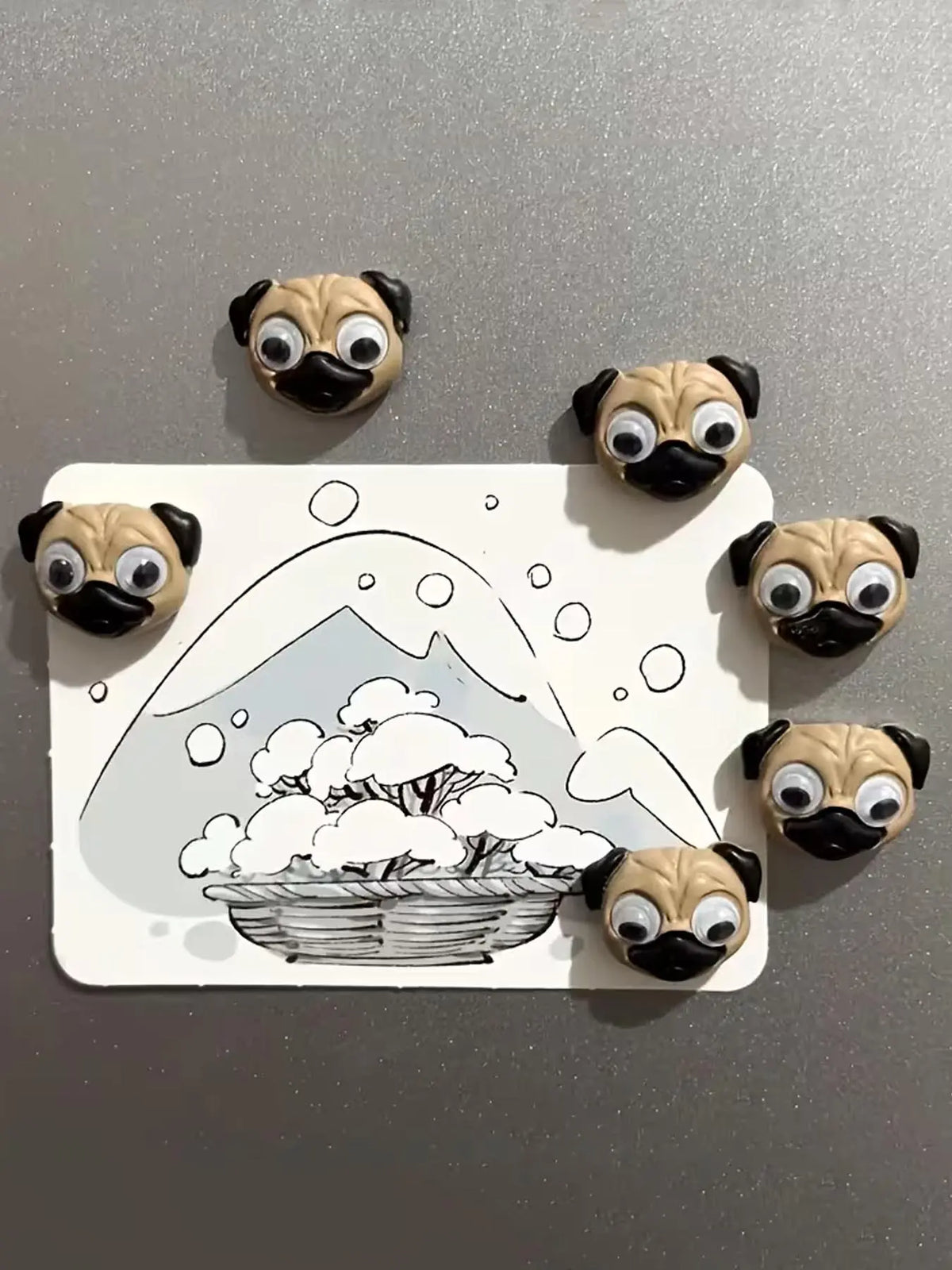5pcs Cute Pug Dog Refrigerator Magnets, Refrigerator Magnets Set - Cute Magnets for Fridge - Mini Decorative Kitchen and Office Whiteboard Magnets for Home Decor - Perfect Mother's Day Gift