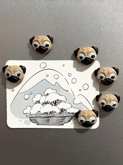 5pcs Cute Pug Dog Refrigerator Magnets, Refrigerator Magnets Set - Cute Magnets for Fridge - Mini Decorative Kitchen and Office Whiteboard Magnets for Home Decor - Perfect Mother's Day Gift