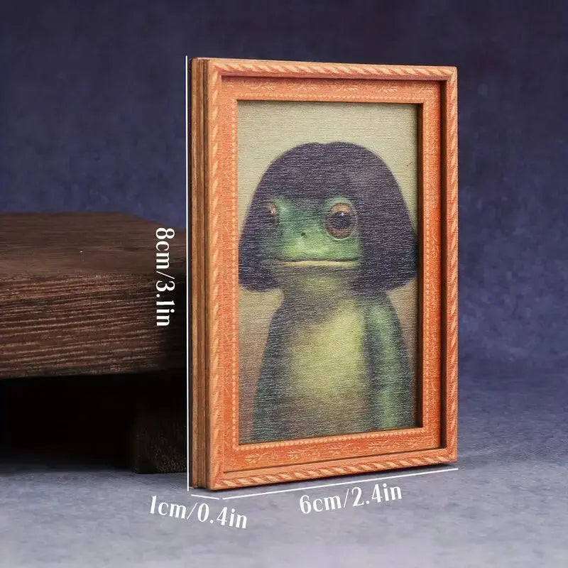 1 Count Funny Frog Magnet, Mini Fridge Magnet with Green Frog & Haircut Design, Modern Kitchen Decor, Durable Wood Construction for Refrigerator, Fridge, Refrigerator Decorating Magnet, Decorative Fridge Magnets