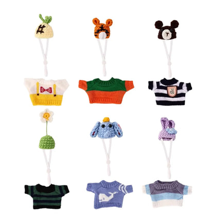 6-Set Soft Cloth Mini Cute Polyester Desk Knitting Outfits - Decorative Beanie & Wardrobe Collection for 7-in Figurine, Collectible Home Decor Ornaments, Tabletop Size DIY Supplies, Goose-Themed Home Office Gift, Sohochic