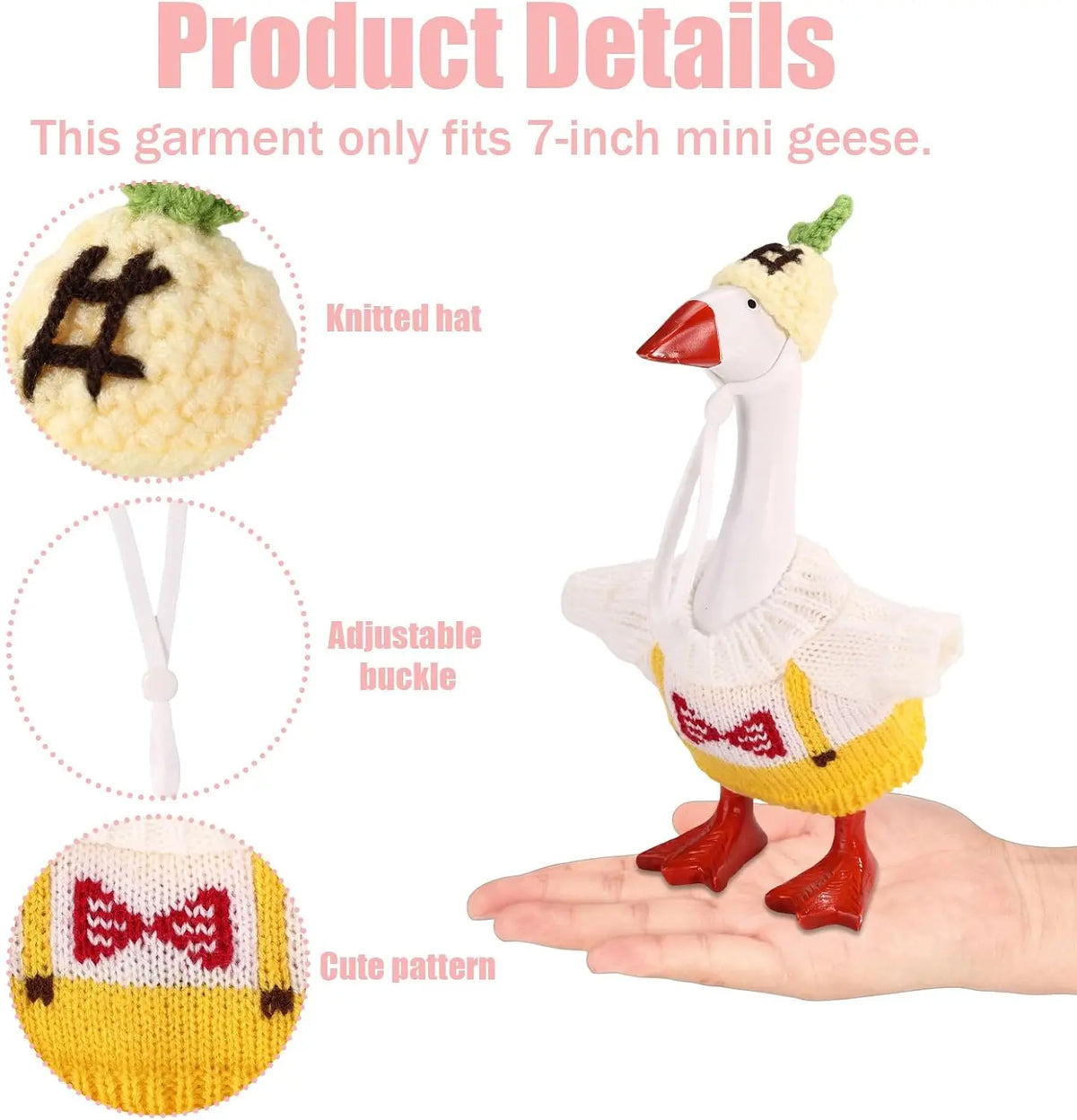 6-Set Soft Cloth Mini Cute Polyester Desk Knitting Outfits - Decorative Beanie & Wardrobe Collection for 7-in Figurine, Collectible Home Decor Ornaments, Tabletop Size DIY Supplies, Goose-Themed Home Office Gift, Sohochic