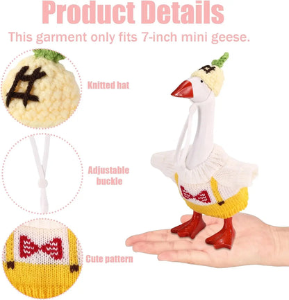 6-Set Soft Cloth Mini Cute Polyester Desk Knitting Outfits - Decorative Beanie & Wardrobe Collection for 7-in Figurine, Collectible Home Decor Ornaments, Tabletop Size DIY Supplies, Goose-Themed Home Office Gift, Sohochic