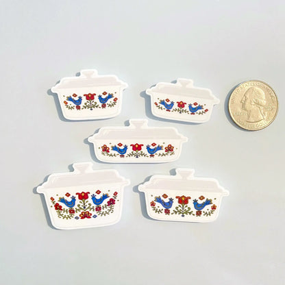 Country Festival Corningware Fridge Magnets, 70s Retro Kitchen, Corning Ware Casserole, Pyrex Magnets, Blue Birds
