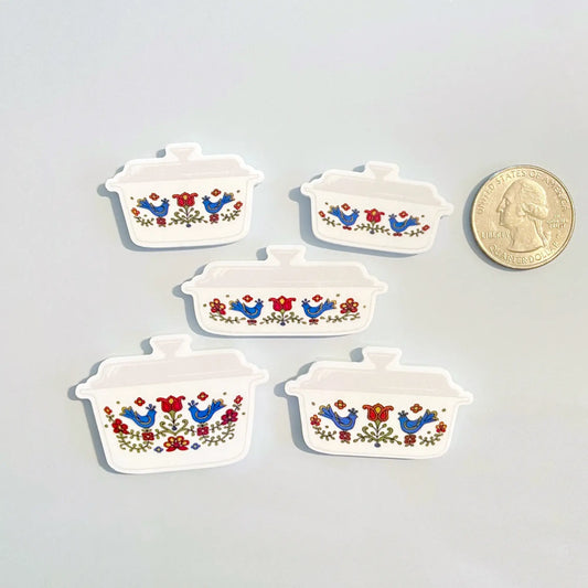 Country Festival Corningware Fridge Magnets, 70s Retro Kitchen, Corning Ware Casserole, Pyrex Magnets, Blue Birds