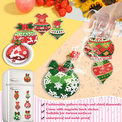 20-piece set of 5D diamond art magnetic ornaments, DIY Christmas diamond painting refrigerator magnets, diy fridge magnets, with free magnetic backing, handmade art decorative stickers, and a free tool kit. Suitable for adult craft enthusiasts.