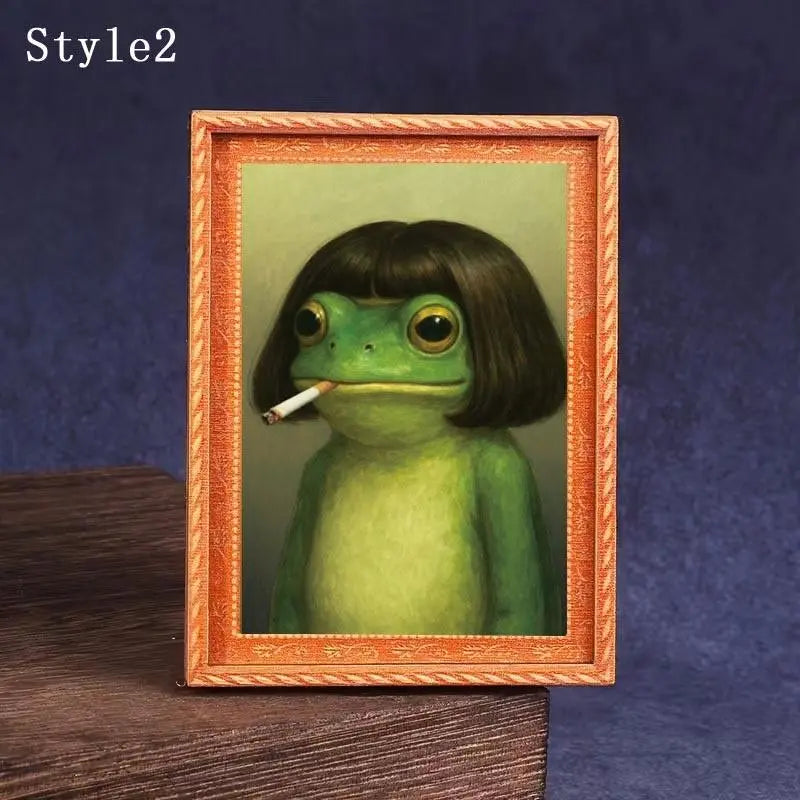 1 Count Funny Frog Magnet, Mini Fridge Magnet with Green Frog & Haircut Design, Modern Kitchen Decor, Durable Wood Construction for Refrigerator, Fridge, Refrigerator Decorating Magnet, Decorative Fridge Magnets