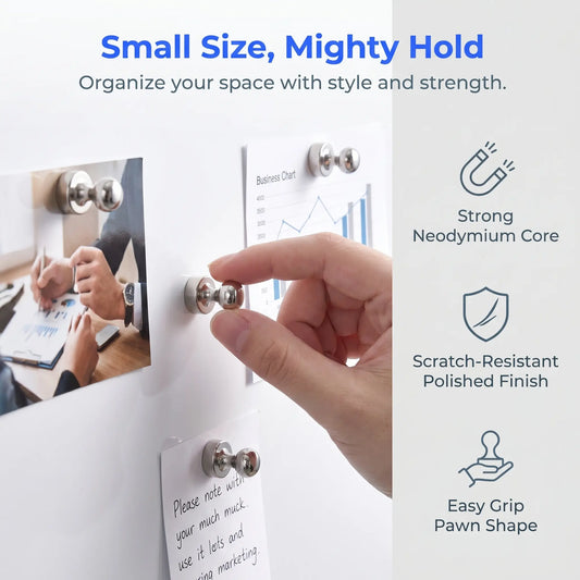 Strong Magnet, Thumbtack Magnet, Refrigerator Magnet, Brushed Nickel Magnets, Ideal for Whiteboards, Refrigerators, Kitchens, Offices, Schools-MM1