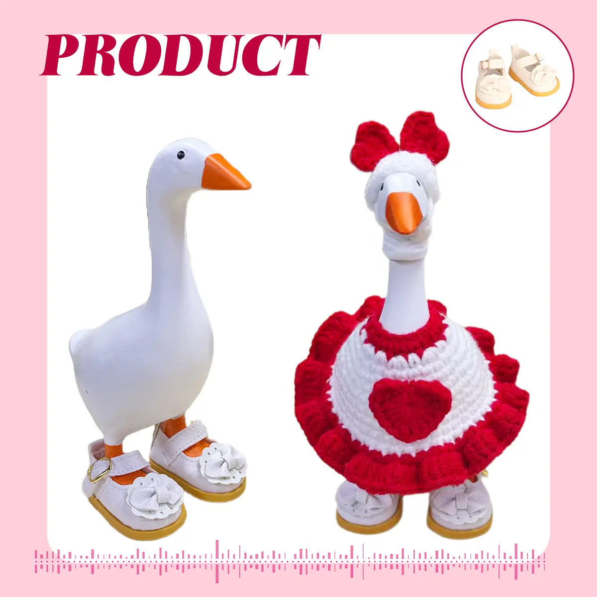7-Inch Magnetic Desk Goose Statue Mini Shoes Set, Adorable Princess Style DIY Specialty Supplies, Multiple Designs for Outfit Matching & Desk Decor, Gifts for Toys & Hobbies Enthusiasts, Mini Shoe Set,sohochic