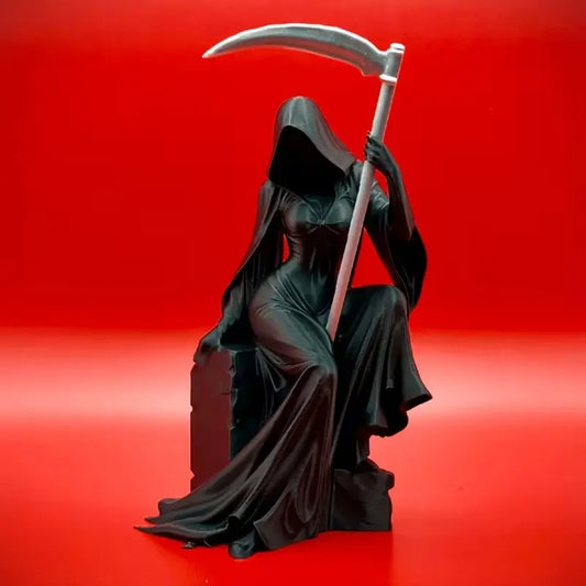 Dark Goddess Sculpture Figurine with Scythe, Mystical Desk Decor, Decor Ornaments, Unique Gothic Style Ornament, Perfect for Dark Theme Spaces, Must-Have Creative Decoration