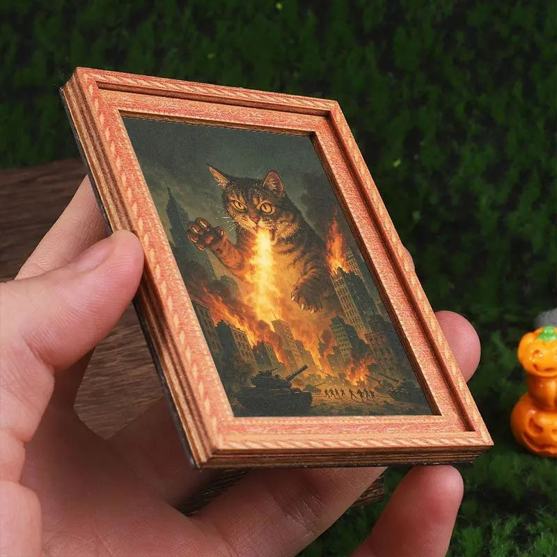 Funny Refrigerator Magnet, Higher End Fridge Magnets, Small Decorative Art, Giant Cat Breathing Fire, Home Decoration, Creative Fridge Magnet, Refrigerator Decorating Magnet, Magnets For Fridge, Great Holiday Gift