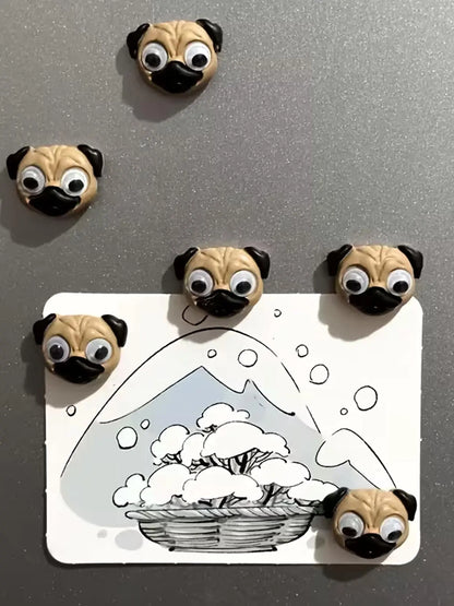 5pcs Cute Pug Dog Refrigerator Magnets, Refrigerator Magnets Set - Cute Magnets for Fridge - Mini Decorative Kitchen and Office Whiteboard Magnets for Home Decor - Perfect Mother's Day Gift