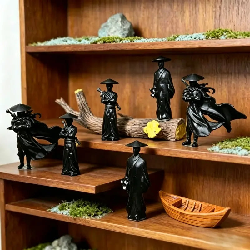 Mini Samurai Statue, Ronin Warrior Miniature, Japanese Samurai Figurine, Figurines Decor, Bonsai Micro Landscape Decor, Car Ornament, Shelf Display, Desk Decoration, Resin Figure, Resin Figurine Statue