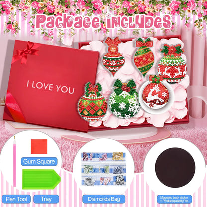 20-piece set of 5D diamond art magnetic ornaments, DIY Christmas diamond painting refrigerator magnets, diy fridge magnets, with free magnetic backing, handmade art decorative stickers, and a free tool kit. Suitable for adult craft enthusiasts.