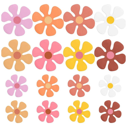 16pcs Car Flower Magnet Funny Magnetic Decals Decorations Cute Fridge Magnets 60s Flower Cutout Magnet for Car Home Door Whiteboard Refrigerator omnaments