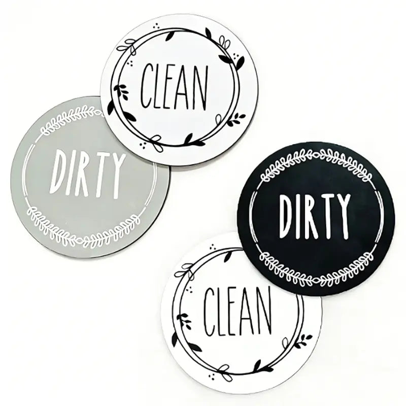 1-Piece Reversible Dishwasher Clean-Dirty Magnet Sign with Stickers - Reversible Signal, Strong Magnet, Scratch-Free, Waterproof, Easy to Read, Fits Dishwashers & Storage, Aesthetic Kitchen Decor, Kitchen Life Saver
