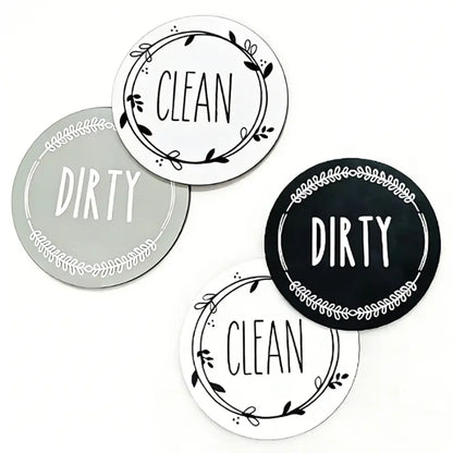 1-Piece Reversible Dishwasher Clean-Dirty Magnet Sign with Stickers - Reversible Signal, Strong Magnet, Scratch-Free, Waterproof, Easy to Read, Fits Dishwashers & Storage, Aesthetic Kitchen Decor, Kitchen Life Saver