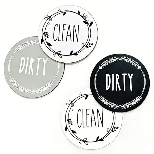 1-Piece Reversible Dishwasher Clean-Dirty Magnet Sign with Stickers - Reversible Signal, Strong Magnet, Scratch-Free, Waterproof, Easy to Read, Fits Dishwashers & Storage, Aesthetic Kitchen Decor, Kitchen Life Saver