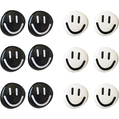 X-RM10 12Pcs Irregular Geometric Resin Fridge Magnets - Cute Smiley Face, 3mm Small Size Fridge Door Decor for Whiteboard, Locker - Home Kitchen Back to School Work Gift Supplies