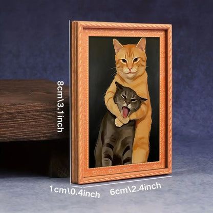 Funny Cat Refrigerator Magnet, Silly Cat Fight Magnetic Sticker, Novelty Kitchen Decor, Gift for Cat Lovers, Creative Kitchen Ornament