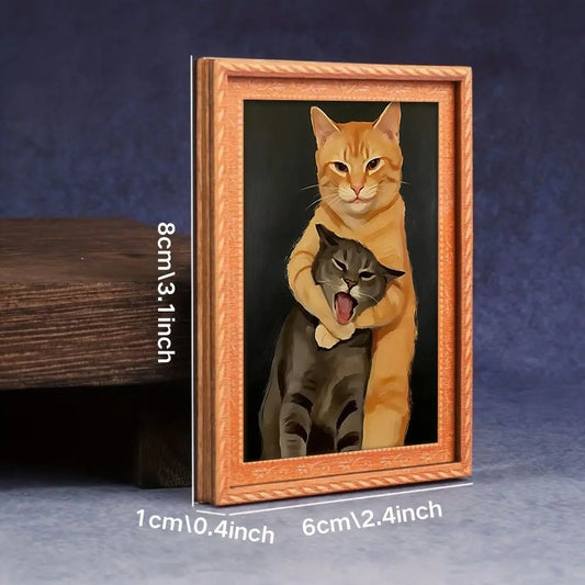 Funny Cat Refrigerator Magnet, Silly Cat Fight Magnetic Sticker, Novelty Kitchen Decor, Gift for Cat Lovers, Creative Kitchen Ornament