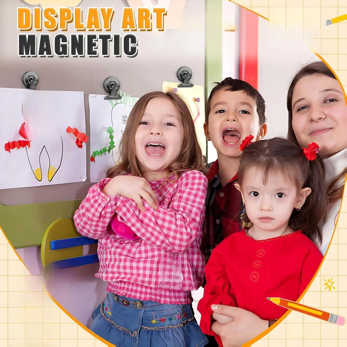 12-Pack Round Heavy-Duty Rust-Resistant Magnetic Metal Clips with Anti-Scratch Pads, Strong Grip Refrigerator Magnets for Metal Surfaces, Animal-Themed Watercolour Camouflage Room Decor with Geometric Accents That Adds Charm, Kitchen Home Supplies
