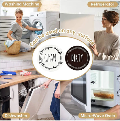 1-Piece Reversible Dishwasher Clean-Dirty Magnet Sign with Stickers - Reversible Signal, Strong Magnet, Scratch-Free, Waterproof, Easy to Read, Fits Dishwashers & Storage, Aesthetic Kitchen Decor, Kitchen Life Saver