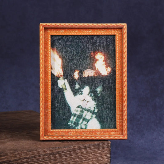 1PC Cute Cat Refrigerator Decorating Magnet, Mini Photo Frame Fridge Magnet, Fun Cat Playing Fire Magnet, Home Decor Gift for Living Room Bedroom Kitchen Study, Decoration, Cute Fridge Magnets