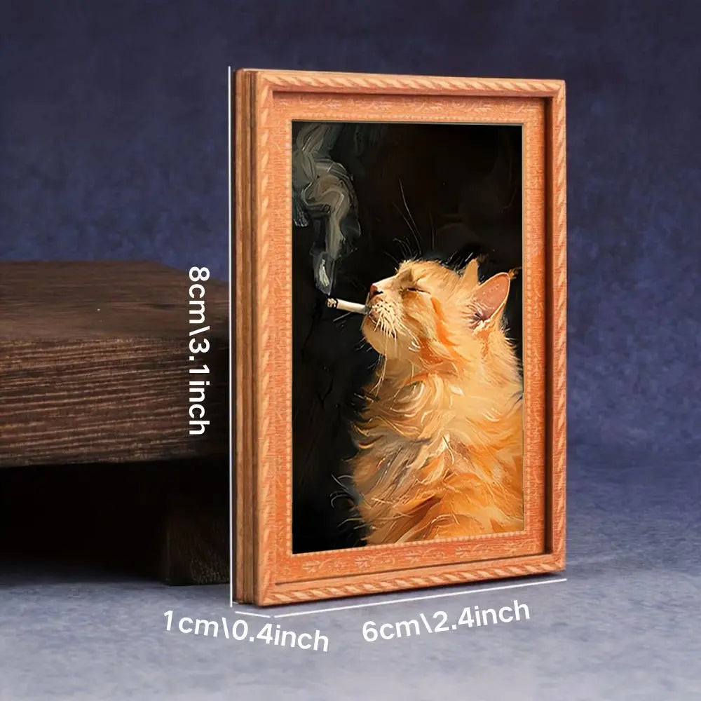 Funny Smoking Cat Frame Magnet, Cool Cat Magnetic Sticker, Fun Kitchen Decor, Exclusive Gift for Cat Lovers, Unique Wall Art, Refrigerator Magnets, Animal Magnets, Fridge Magnets Cute, Magnetic Item, Refrigerator Decorating Magnets, Decoration